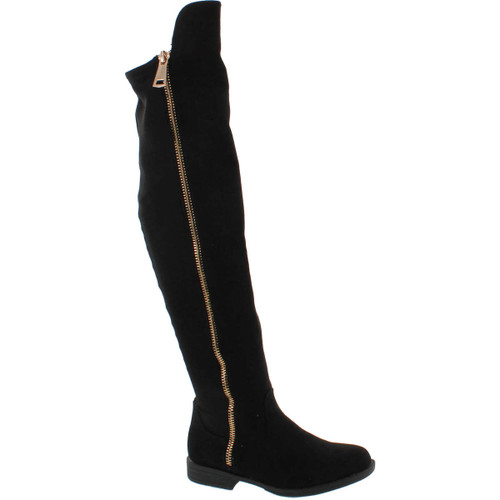 Bamboo Monterey-05 Women's Stretch Back Side Zipper Low Heel Over The Knee Boots