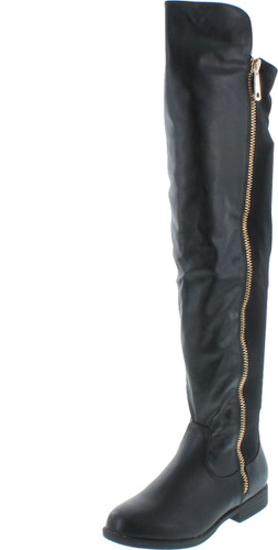 Bamboo Monterey-05 Women's Stretch Back Side Zipper Low Heel Over The Knee Boots
