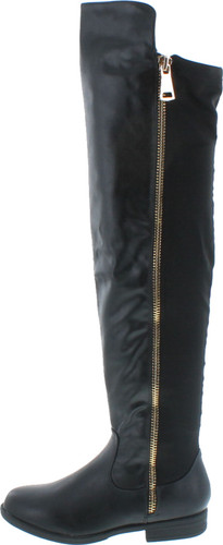 Bamboo Monterey-05 Women's Stretch Back Side Zipper Low Heel Over The Knee Boots