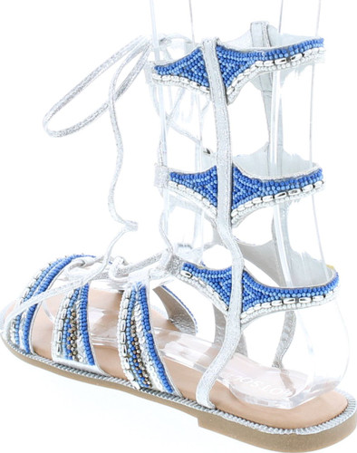 Mark And Maddux Open Toe Elastic Strap Design Lace Casual Knee High Gladiator