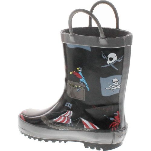 Foxfire For Kids 600-94 Black Rubber Boot With Pirate Theme