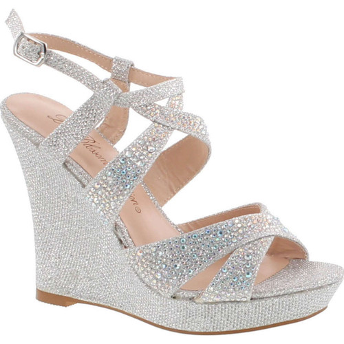De Blossom Alle-8 High Heel Wedge Sandal With Crystal Embellishment Style Balle8