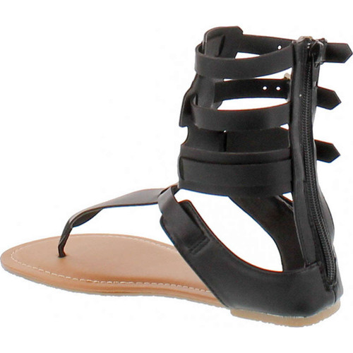 Wild Diva Tanaya-540 Women's T-Strap Buckle Gladiator Back Zip Flat Thong Sandal