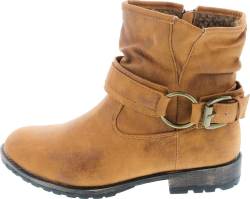 Dbdk Lucy-13 Women's Distressed Side Zipper Lug Sole Flat Heel Ankle Booties