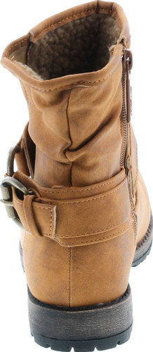 Dbdk Lucy-13 Women's Distressed Side Zipper Lug Sole Flat Heel Ankle Booties