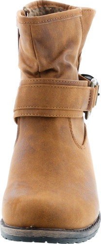 Dbdk Lucy-13 Women's Distressed Side Zipper Lug Sole Flat Heel Ankle Booties