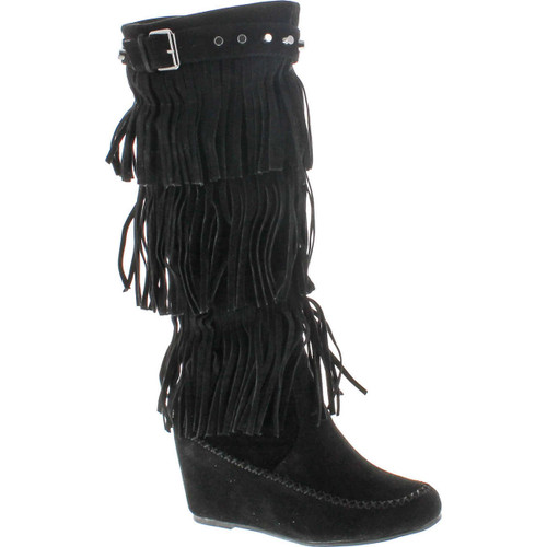 Nature Breeze Bridget-02Hi Moccasin Fringe Fashion Boots
