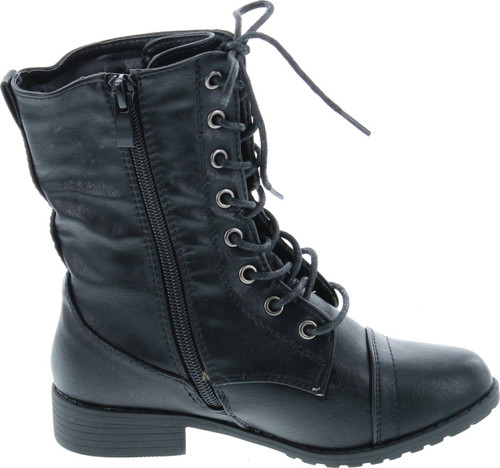 Link Beyonce-62K Children Girl's Comfort Lace Up Mid Calf Combat Boots
