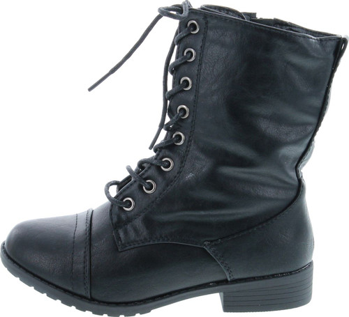 Link Beyonce-62K Children Girl's Comfort Lace Up Mid Calf Combat Boots
