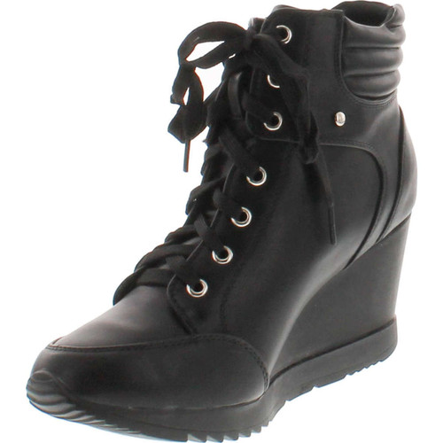 Forever Adriana11 Women Sporty Leatherette Lace-Up High Top Wedge Sneaker Bootie Shoes