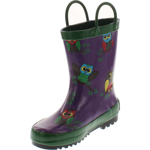 Foxfire For Kids 600-74 Purple With Owls Rubber Boots