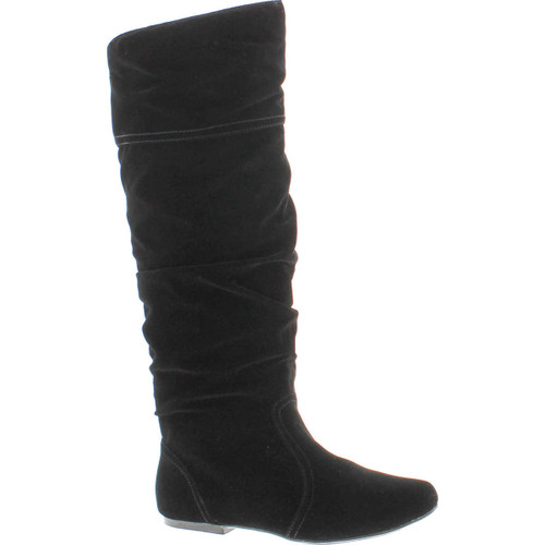 Qupid Women's Neo144 Leatherette Basic Slouchy Knee High Flat Boot