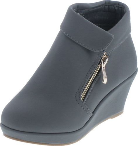 Lucky Top Stella-6K Children Girl's Platform Wedge Heel Fold Over Ankle Booties