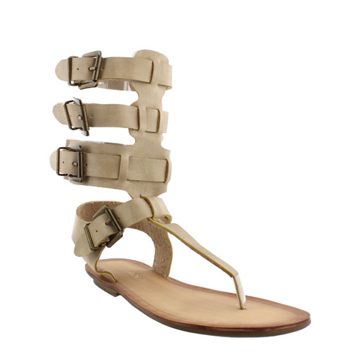 Liliana Avis-3 Women Leatherette Strappy T-Strap Gladiator Thong Sandal - Nude