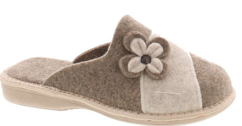 Sc Home Collection Womens 12217 Natural Wool Flower Cozy House Slippers Made In Europe