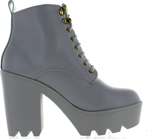 Soda Women's Climate Faux Leather Lace-Up Thick Platform Chunky Heel Lug Ankle Bootie