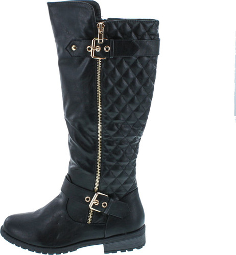 Forever Link Women's Mango-21 Quilted Zipper Accent Riding Boots