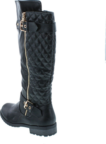 Forever Link Women's Mango-21 Quilted Zipper Accent Riding Boots