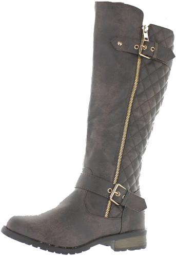Forever Link Women's Mango-21 Quilted Zipper Accent Riding Boots