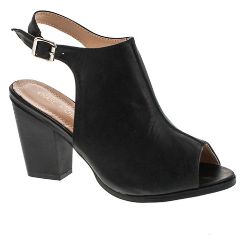 Chase & Chloe Willy-5 Women's Slingback Buckled Open Heel Chunky Ankle Booties