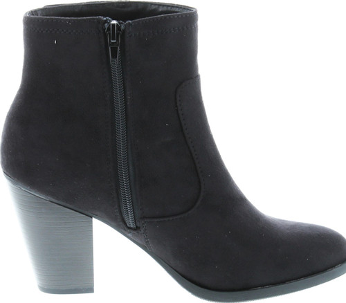 Soda Women's Bunty Faux Suede Cowboy Stacked Heels Ankle Booties With Side Accents