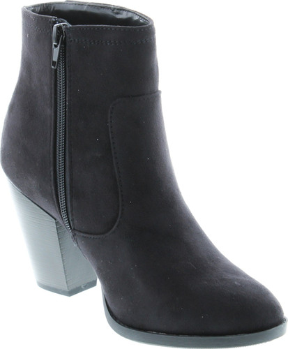 Soda Women's Bunty Faux Suede Cowboy Stacked Heels Ankle Booties With Side Accents