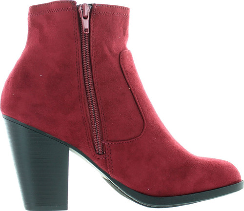 Soda Women's Bunty Faux Suede Cowboy Stacked Heels Ankle Booties With Side Accents