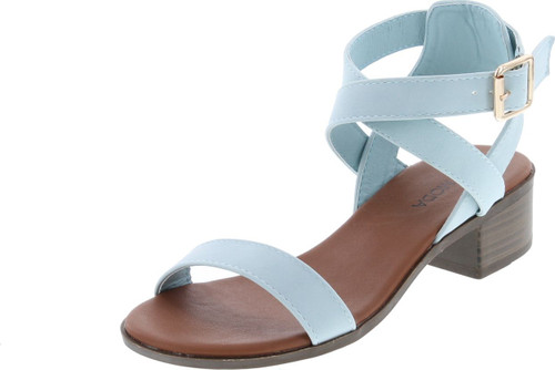 Top Moda Vision-75 Women's Ankle Wrap Adjustable Buckle Stacked Chunky Heel Sandal