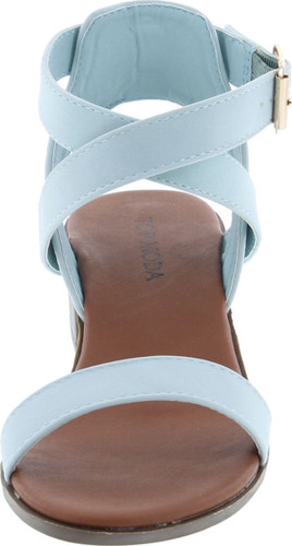 Top Moda Vision-75 Women's Ankle Wrap Adjustable Buckle Stacked Chunky Heel Sandal