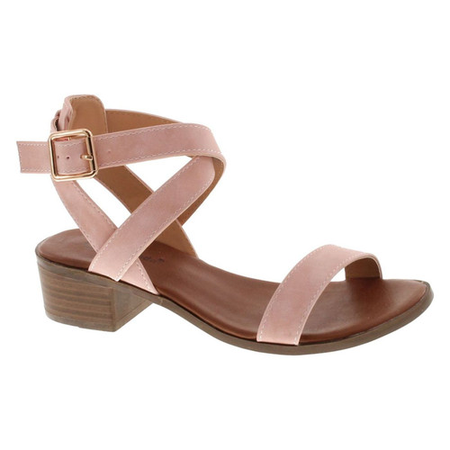 Top Moda Vision-75 Women's Ankle Wrap Adjustable Buckle Stacked Chunky Heel Sandal
