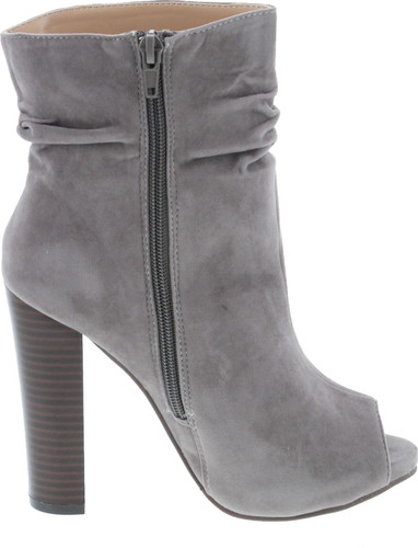Chase & Chloe Ivy-1 Women's Ruched Zip High Stacked Heel Ankle Booties