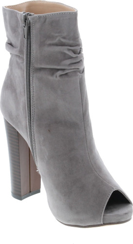 Chase & Chloe Ivy-1 Women's Ruched Zip High Stacked Heel Ankle Booties