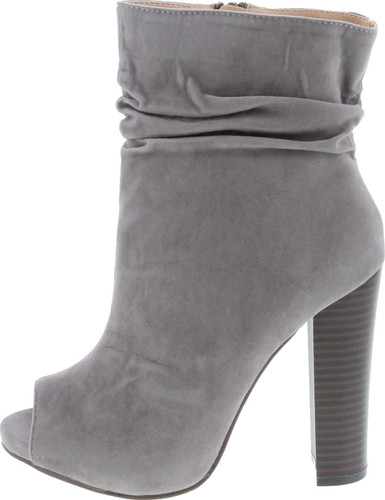 Chase & Chloe Ivy-1 Women's Ruched Zip High Stacked Heel Ankle Booties
