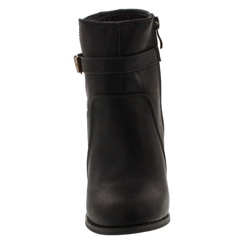 Top Moda Demo-6 Women's Buckle Chunky Stacked Heel Ankle Booties