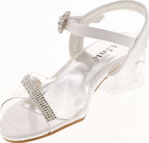 Link Sui-08K Girl's Rhinestone Clear Upper Lucite Heel Sandals