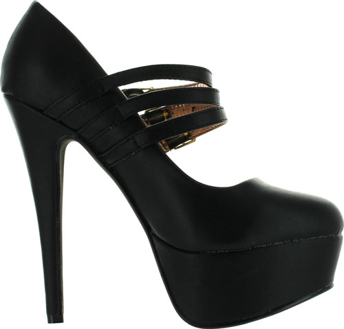 Anne Michelle Womens Realove-02X Almond Toe Strappy Buckle Platform Stiletto Heel Pump Sandals