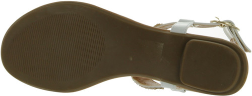 City Classified Women's Lynet Metallic Mesh T-Strap Thong Flat Slingback Sandal