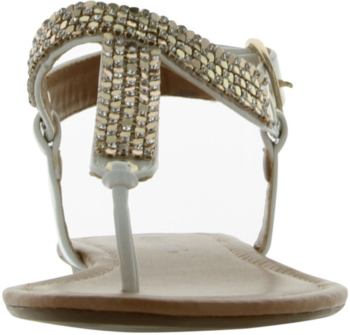 City Classified Women's Lynet Metallic Mesh T-Strap Thong Flat Slingback Sandal