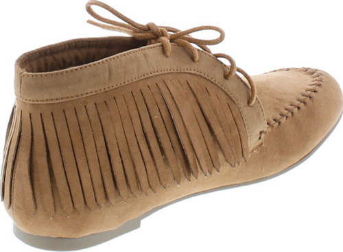Bamboo Womens Circus-03 Fringe Moccasin Lace Up Fashion Bootie