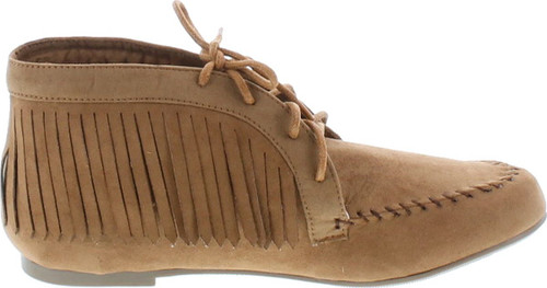 Bamboo Womens Circus-03 Fringe Moccasin Lace Up Fashion Bootie