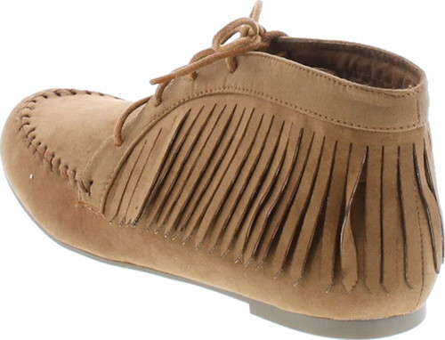 Bamboo Womens Circus-03 Fringe Moccasin Lace Up Fashion Bootie