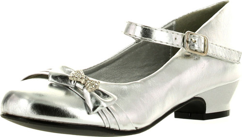 Lasonia Girls Mary Jane Shoes With Pretty Satin Rolled Rosettes Patent