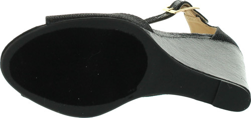 Bella Marie Soho-13 Womens Buckle T-Strap Shinny Glitters Peep Toe Wedge Sandals