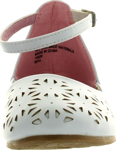 Little Angel Girls Lola-731E Leatherette Perforated Ankle Strap Ballet Flat Sandal