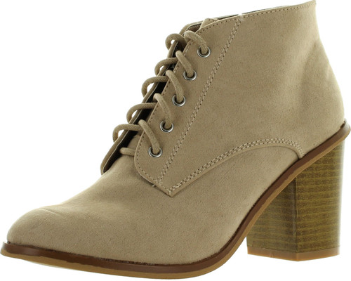 Qupid Varsity-01X Suede Lace Up Booties