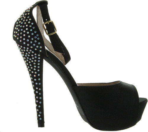 Qupid Chance-06 Jewel Rhinestone Platform High Heel Ankle Strap Party Sandal