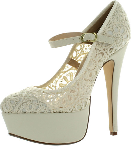 Anne Michelle Realove-07 Women's Crochet Mary Jane Platform Pumps