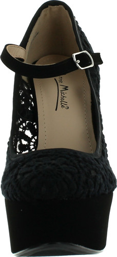 Anne Michelle Realove-07 Women's Crochet Mary Jane Platform Pumps
