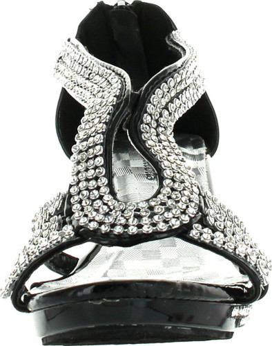 Forever Glamour-36K Little Girls Rhinestone Heel Platform Pageant Dress Sandals