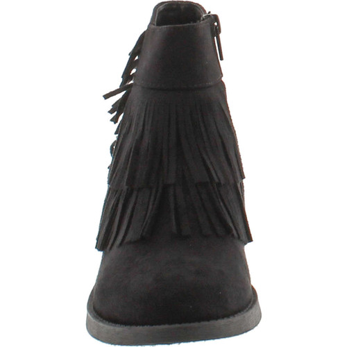 Soda Women's Flame Faux Suede Double Fringe Moccasin Ankle Boots